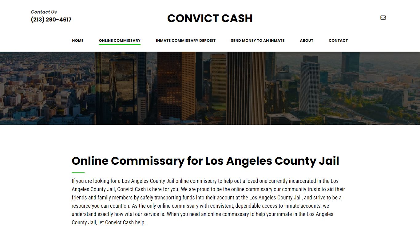 Online Commissary in Los Angeles County Jail | Convict Cash